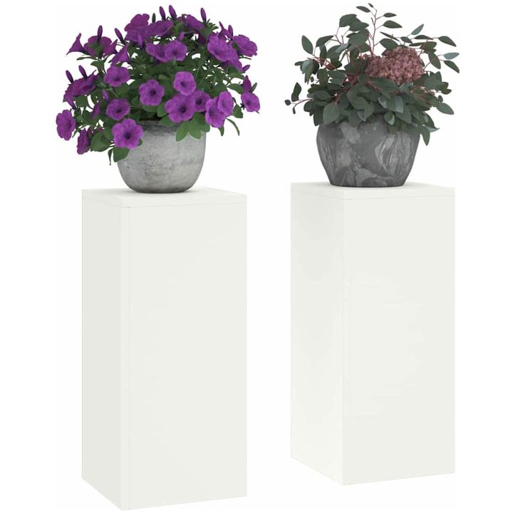 Utomhusväxtställningar Pelare 2 st Vit Stål vidaXL 24 x 24 x 55 cm – bild 3