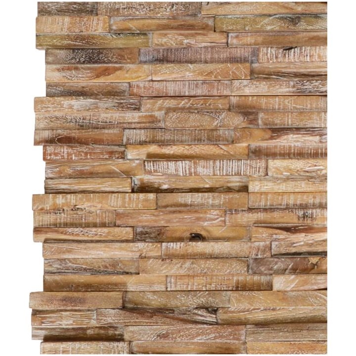 Väggbeklädnad 3D 10 st 1,01 m² massiv teak vidaXL 56 x 18 x 2 cm – bild 2