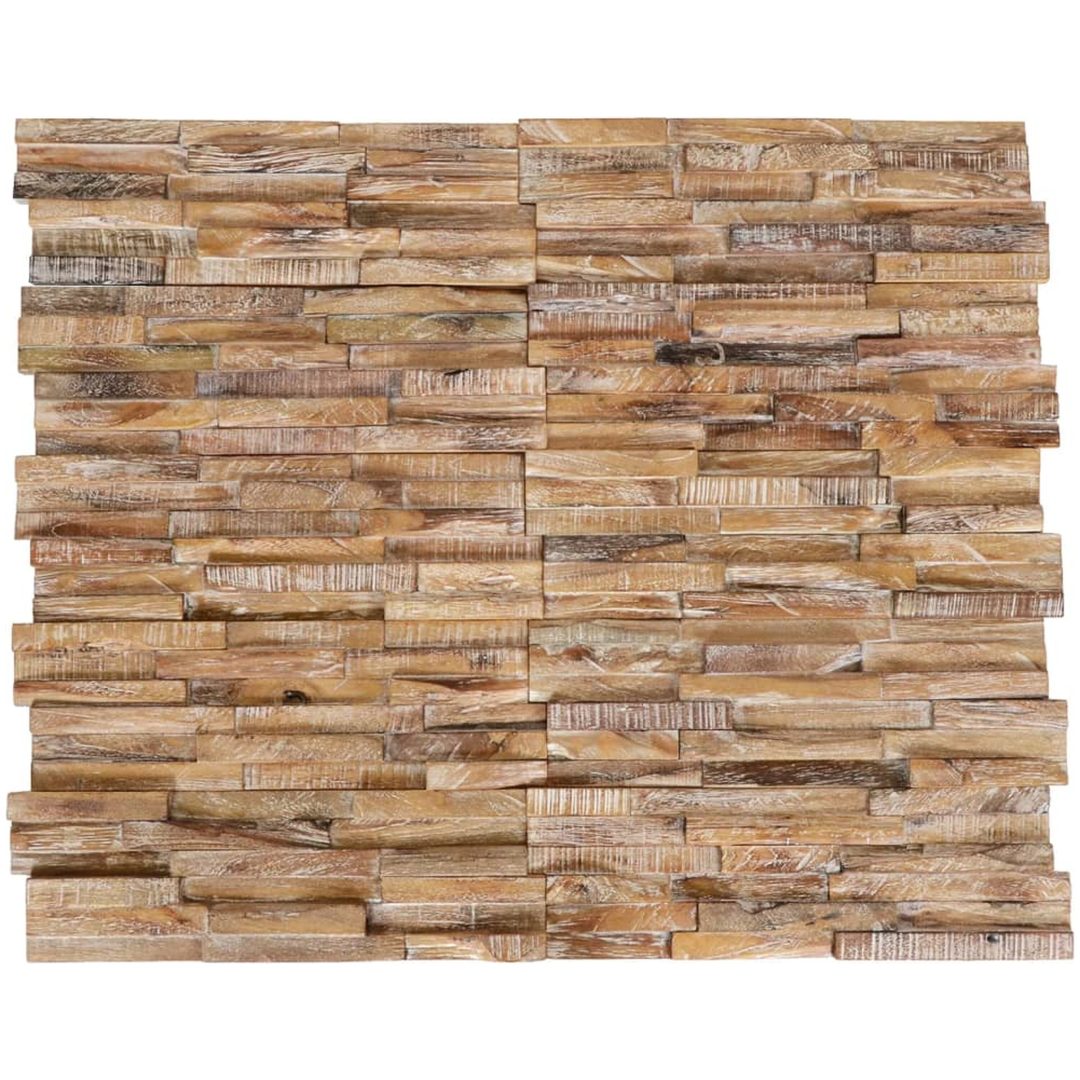 Väggbeklädnad 3D 10 st 1,01 m² massiv teak vidaXL 56 x 18 x 2 cm