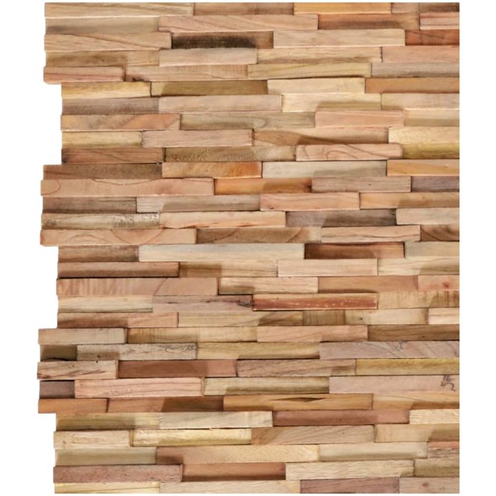 Väggbeklädnad 3D 10 st 1,08 m² massiv teak vidaXL 54 x 20 x 2 cm – bild 2