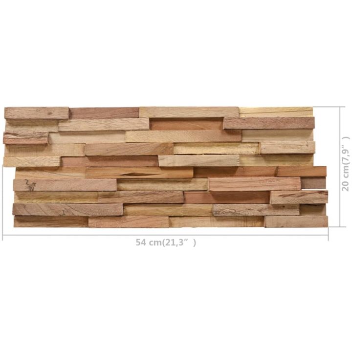 Väggbeklädnad 3D 10 st 1,08 m² massiv teak vidaXL 54 x 20 x 2 cm – bild 5