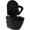 Vägghängd toalett kantlös med dold cistern keramik svart vidaXL 36 x 48 x 41,5 cm (b x d x h) – miniatyr 3