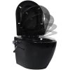 Vägghängd toalett kantlös med dold cistern keramik svart vidaXL 36 x 48 x 41,5 cm (b x d x h) – miniatyr 4