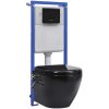 Vägghängd toalett kantlös med dold cistern keramik svart vidaXL 36 x 48 x 41,5 cm (b x d x h) – miniatyr 1
