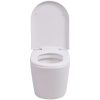 Vägghängd toalett med dold cistern keramik vit vidaXL 56 x 36 x 34 cm (b x d x h) – miniatyr 5