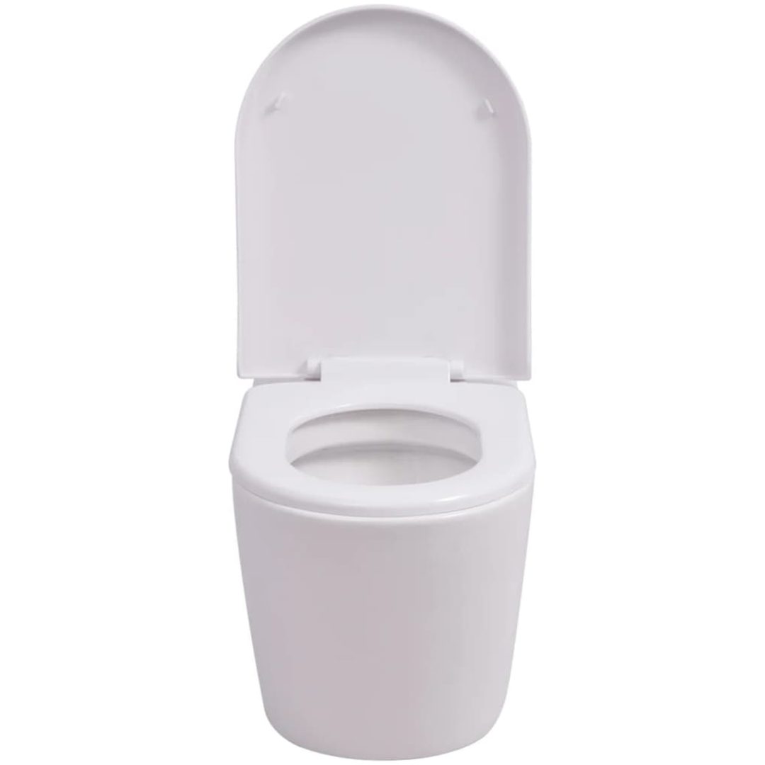 Vägghängd toalett med dold cistern keramik vit vidaXL 56 x 36 x 34 cm (b x d x h) – bild 5
