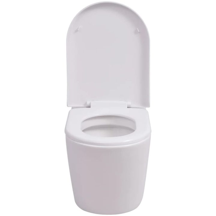 Vägghängd toalett med dold cistern keramik vit vidaXL 56 x 36 x 34 cm (b x d x h) – bild 5