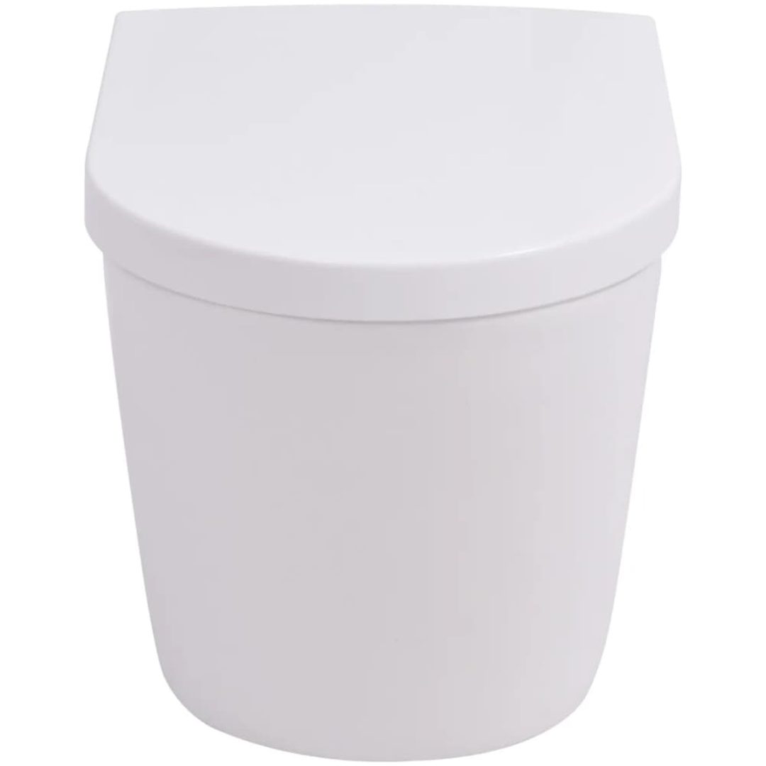 Vägghängd toalett med dold cistern keramik vit vidaXL 56 x 36 x 34 cm (b x d x h) – bild 6