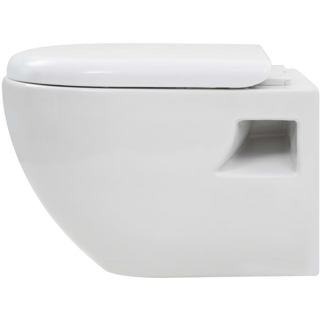 Vägghängd toalett med dold hög cistern keramik vidaXL – bild 8