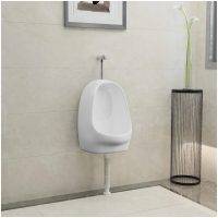 Vägghängd urinoar med spolventil keramisk vit vidaXL