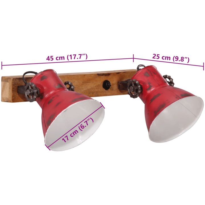 Vägglampa 25 W nött röd 45x25 cm E27 vidaXL – bild 8