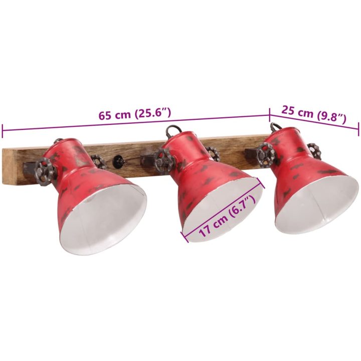 Vägglampa 25 W nött röd 65x25 cm E27 vidaXL – bild 8