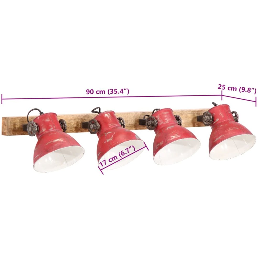Vägglampa 25 W nött röd 90x25 cm E27 vidaXL – bild 7