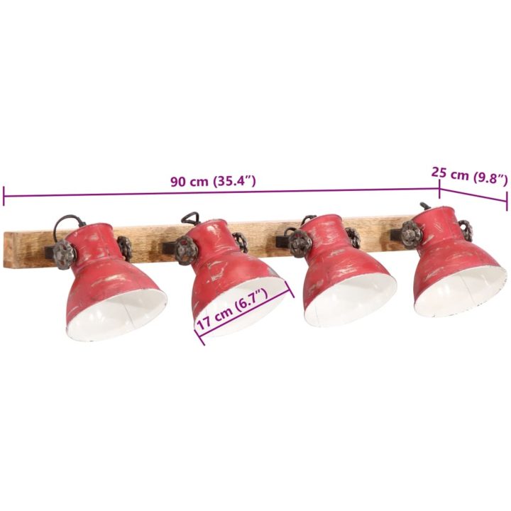 Vägglampa 25 W nött röd 90x25 cm E27 vidaXL – bild 7