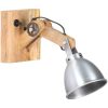 Vägglampa E27 silver massivt mangoträ och järn vidaXL – miniatyr 2