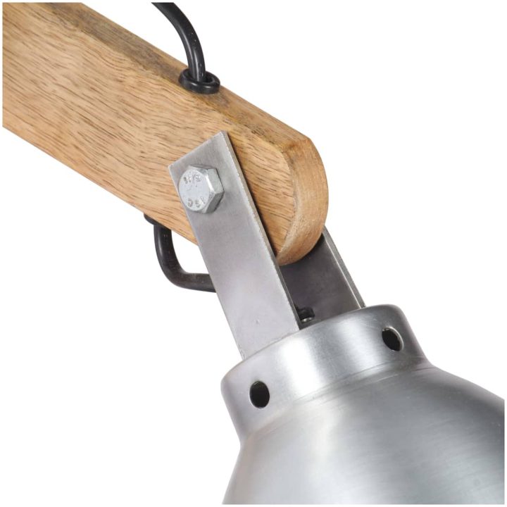 Vägglampa E27 silver massivt mangoträ och järn vidaXL – bild 3