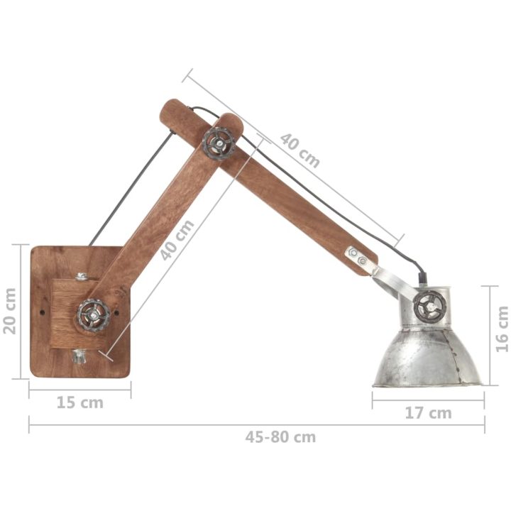 Vägglampa industriell stil silver rund E27 vidaXL – bild 11