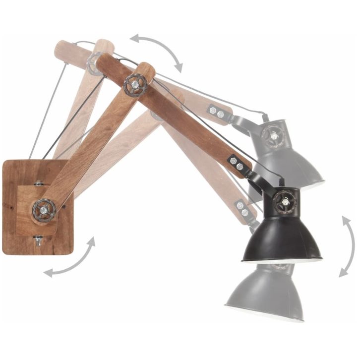 Vägglampa industriell stil svart rund E27 vidaXL – bild 3
