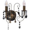 Vägglampa med pärlor antik svart 2 x E14-glödlampor vidaXL – miniatyr 2