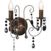 Vägglampa med pärlor antik svart 2 x E14-glödlampor vidaXL – miniatyr 1