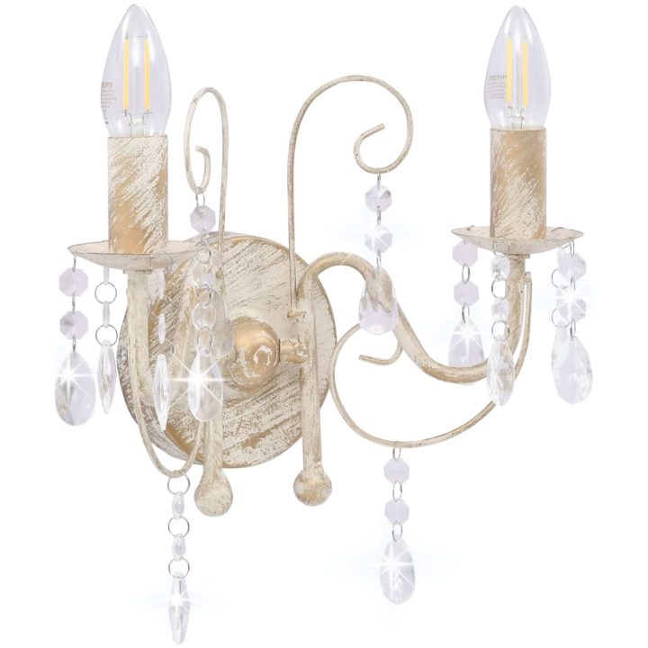 Vägglampa med pärlor antikvit 2 x E14-glödlampor vidaXL – bild 2