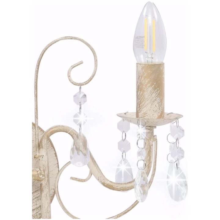 Vägglampa med pärlor antikvit 2 x E14-glödlampor vidaXL – bild 5