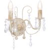 Vägglampa med pärlor antikvit 2 x E14-glödlampor vidaXL – miniatyr 1