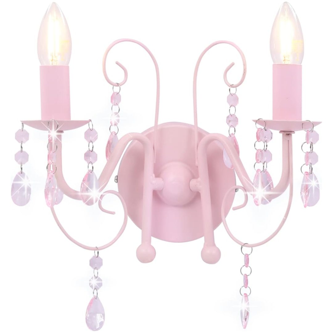 Vägglampa med pärlor rosa 2 x E14-lampor vidaXL – bild 3