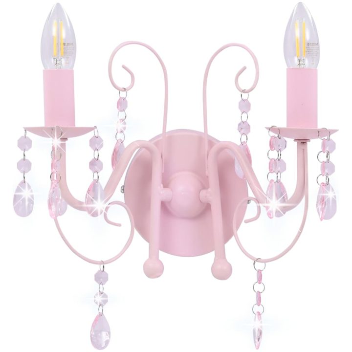 Vägglampa med pärlor rosa 2 x E14-lampor vidaXL – bild 4