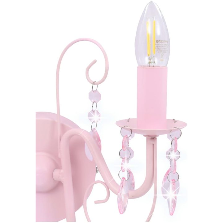 Vägglampa med pärlor rosa 2 x E14-lampor vidaXL – bild 5