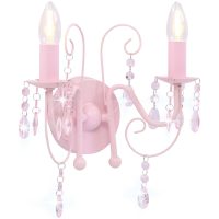 Vägglampa med pärlor rosa 2 x E14-lampor vidaXL