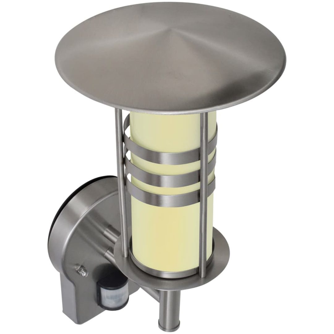 Vägglampa pagodformad med sensor E27 rostfritt stål vidaXL – bild 4