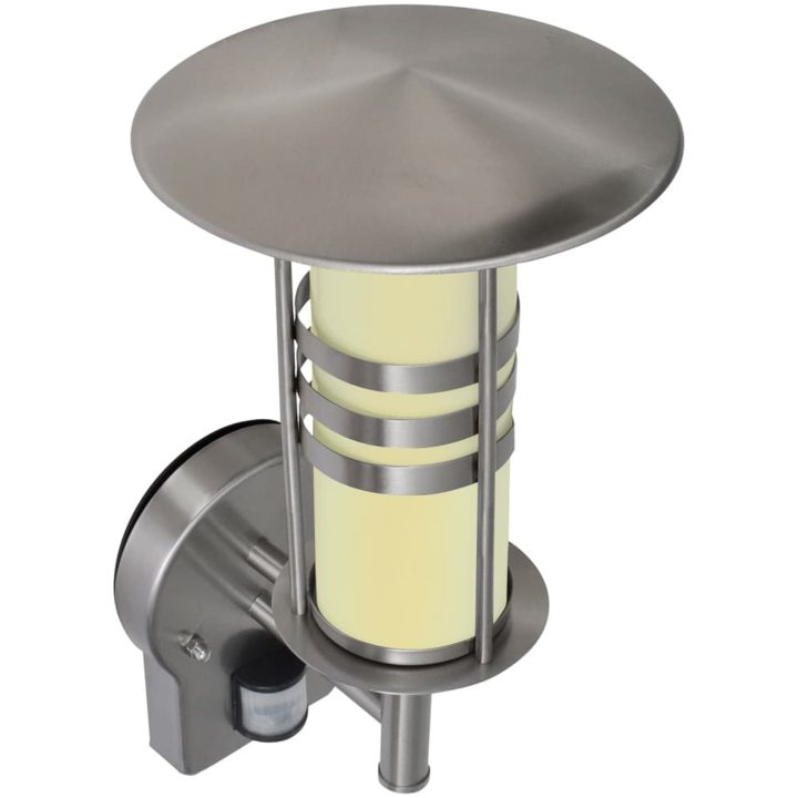 Vägglampa pagodformad med sensor E27 rostfritt stål vidaXL – bild 4