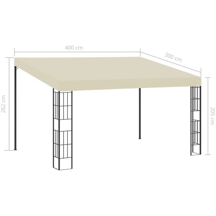 Väggmonterad paviljong gräddvit tyg vidaXL 3 x 4 m – bild 6