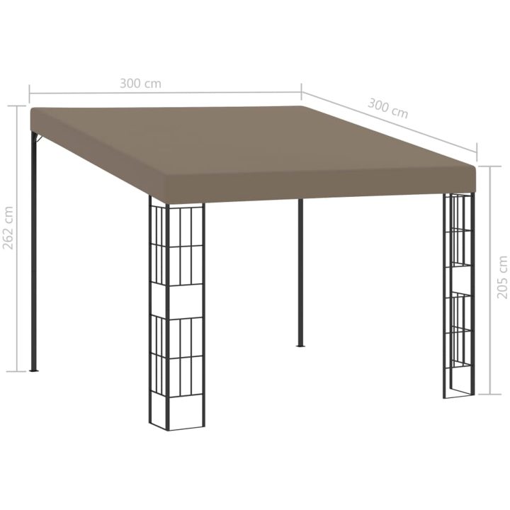 Väggmonterad paviljong taupe tyg vidaXL 3 x 3 m – bild 6