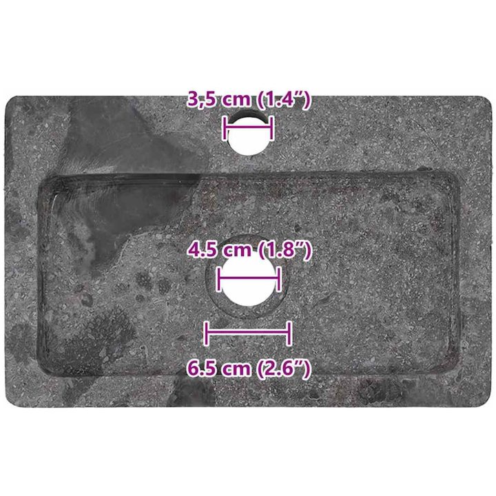 Väggmonterat handfat grå 38x24x6,5 cm marmor vidaXL – bild 10