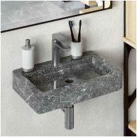 Väggmonterat handfat grå 38x24x6,5 cm marmor vidaXL