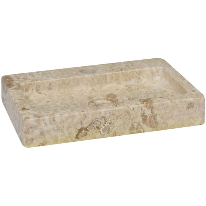 Väggmonterat handfat gräddvit 38x24x6,5 cm marmor vidaXL – bild 2
