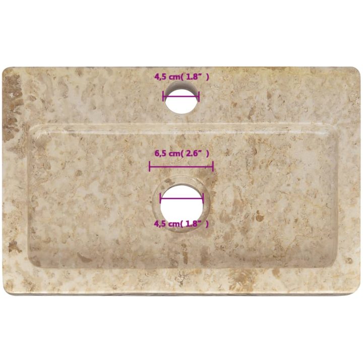 Väggmonterat handfat gräddvit 38x24x6,5 cm marmor vidaXL – bild 12