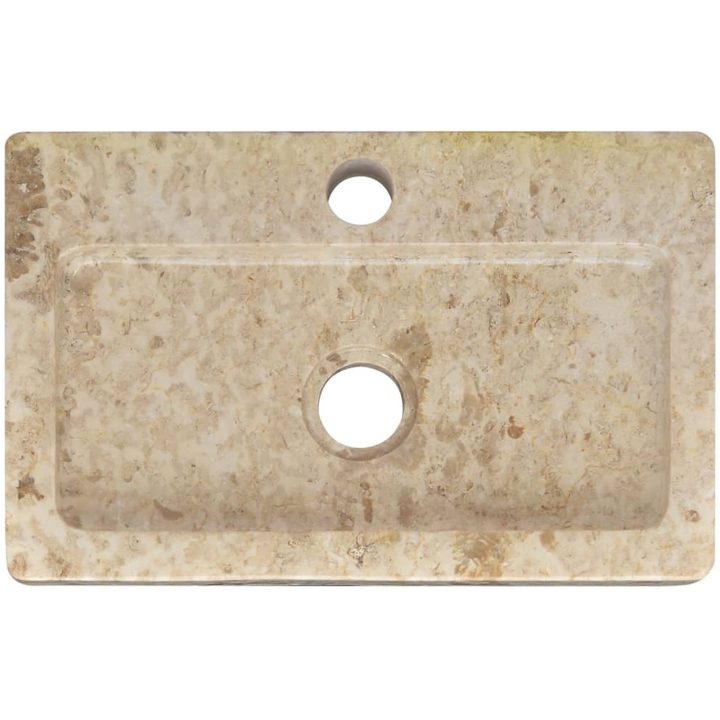 Väggmonterat handfat gräddvit 38x24x6,5 cm marmor vidaXL – bild 7