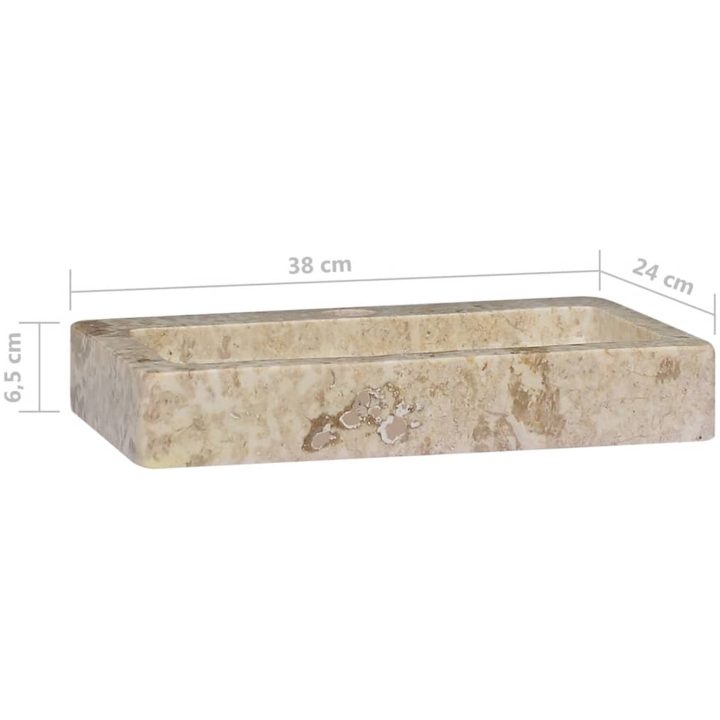 Väggmonterat handfat gräddvit 38x24x6,5 cm marmor vidaXL – bild 9