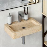 Väggmonterat handfat gräddvit 38x24x6,5 cm marmor vidaXL
