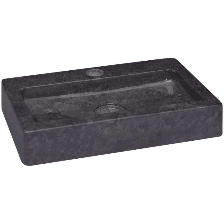 Väggmonterat handfat svart 38x24x6,5 cm marmor vidaXL – bild 2
