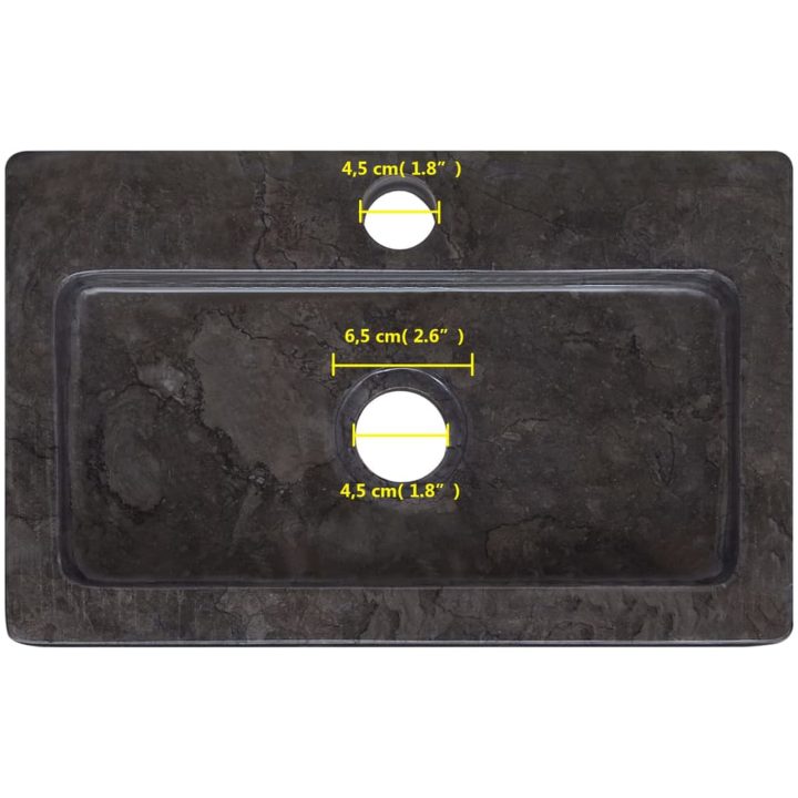 Väggmonterat handfat svart 38x24x6,5 cm marmor vidaXL – bild 12