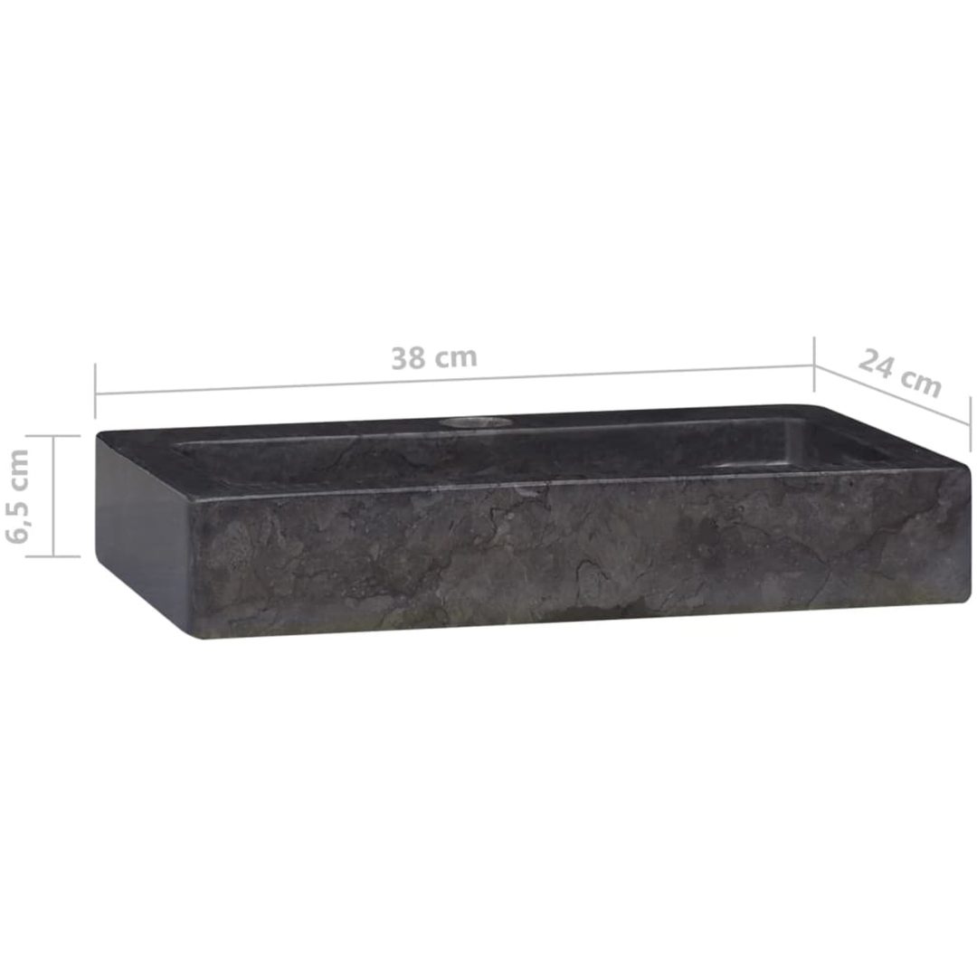 Väggmonterat handfat svart 38x24x6,5 cm marmor vidaXL – bild 9