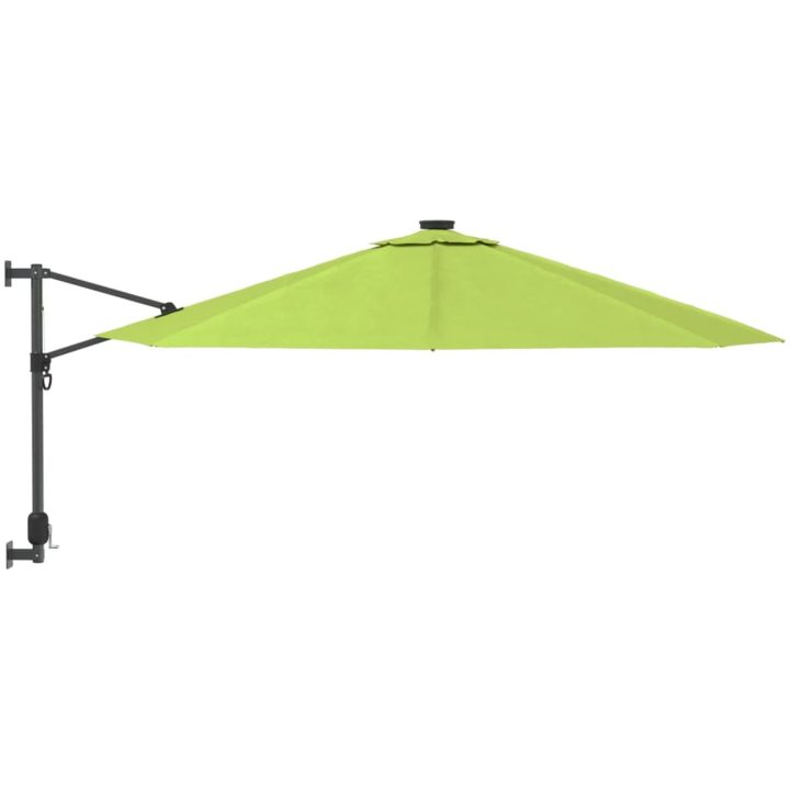 Väggmonterat parasoll med LED-lampor äppelgrön 290 cm vidaXL – bild 4
