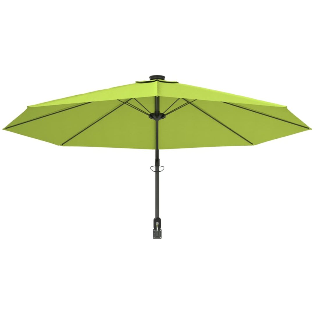 Väggmonterat parasoll med LED-lampor äppelgrön 290 cm vidaXL – bild 6