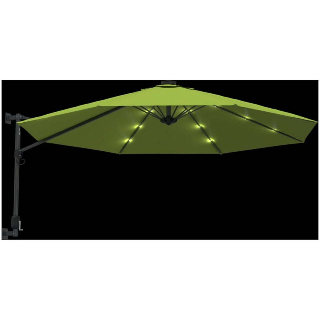Väggmonterat parasoll med LED-lampor äppelgrön 290 cm vidaXL – bild 7