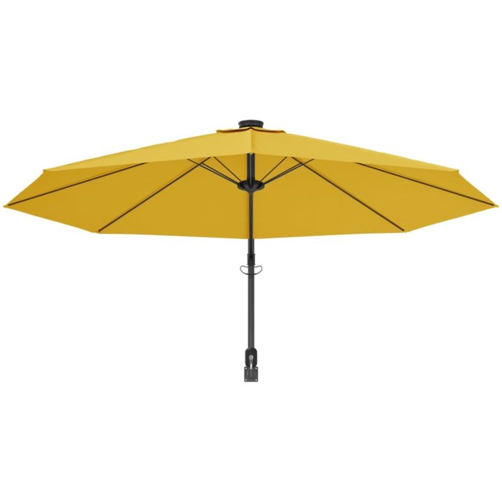 Väggmonterat parasoll med LED-lampor gul 290 cm vidaXL – bild 6