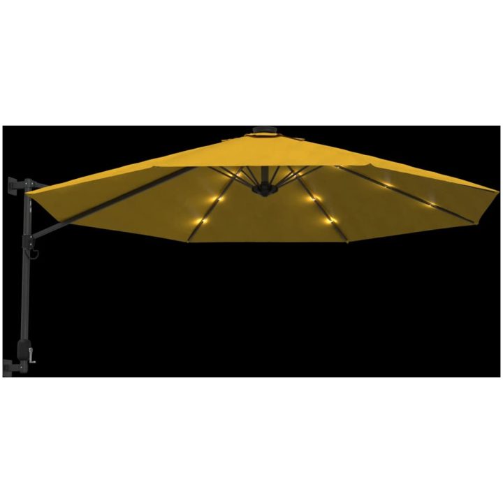 Väggmonterat parasoll med LED-lampor gul 290 cm vidaXL – bild 7